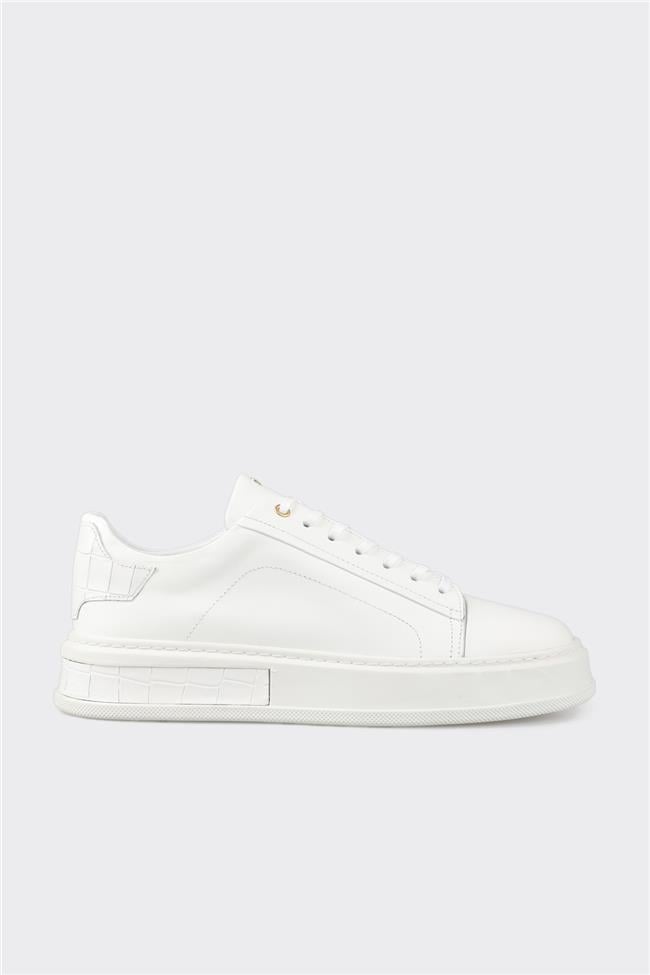 Beyaz Deri Erkek Spor Ayakkabı