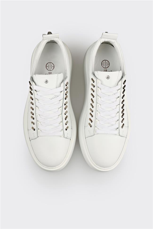 Beyaz Deri Erkek Spor Ayakkabı