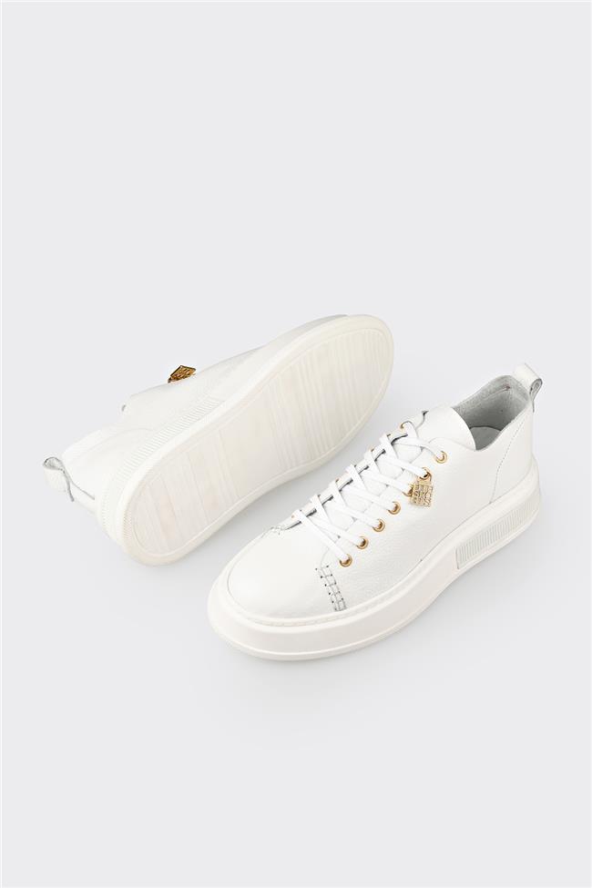 Beyaz Deri Erkek Spor Ayakkabı