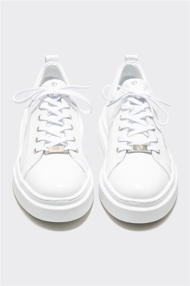 Beyaz Deri Erkek Spor Ayakkabı