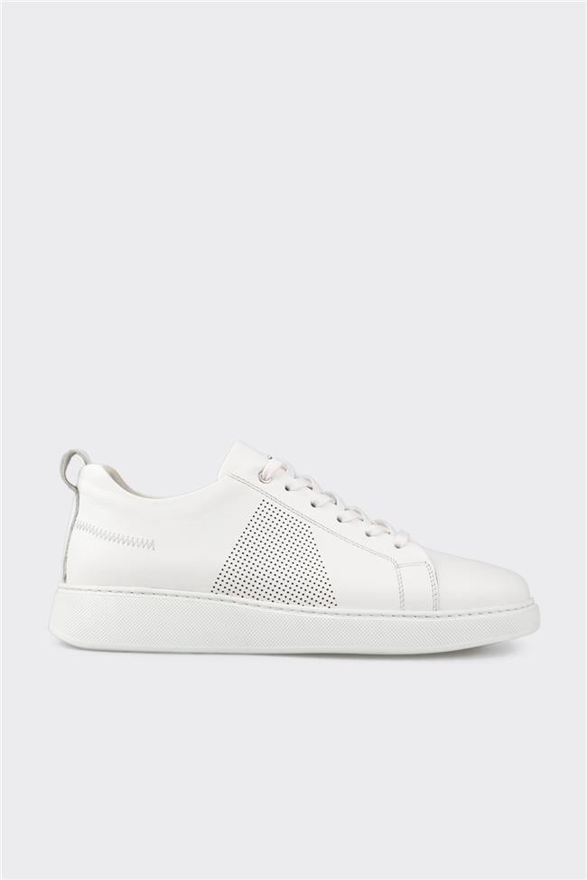 Beyaz Deri Erkek Spor Ayakkabı