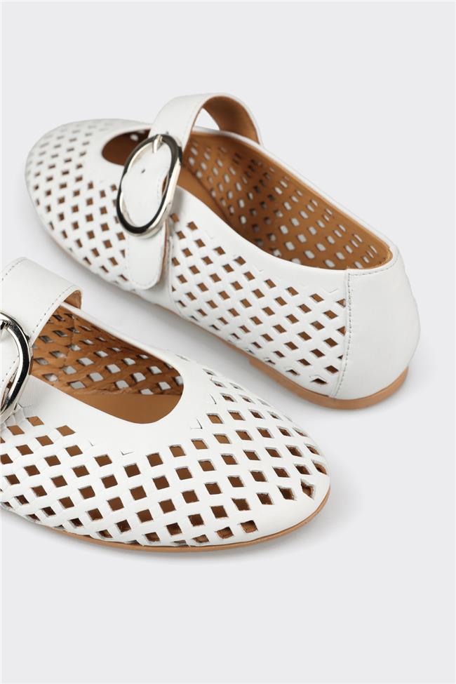 Beyaz Deri Kadın Günlük Ayakkabı