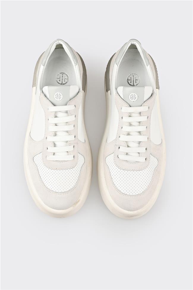 Beyaz Deri Kadın Spor Ayakkabı