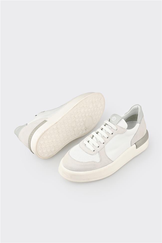 Beyaz Deri Kadın Spor Ayakkabı