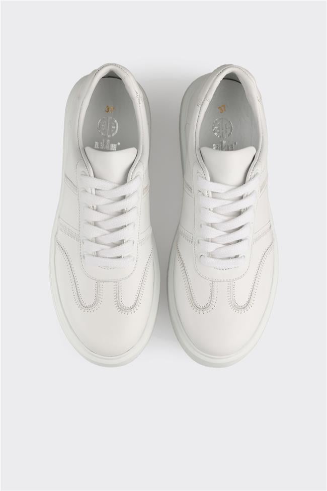 Beyaz Deri Kadın Spor Ayakkabı