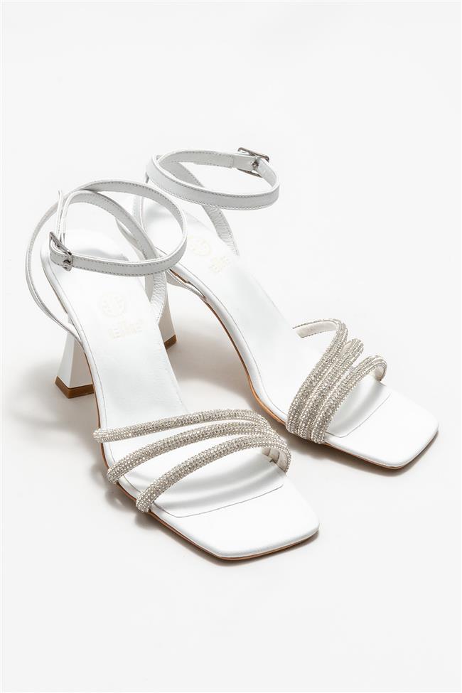 Beyaz Kadın Topuklu Sandalet