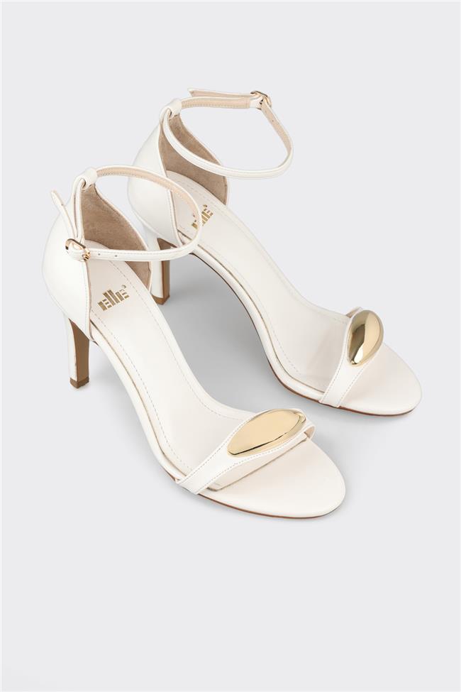 Beyaz Kadın Topuklu Sandalet