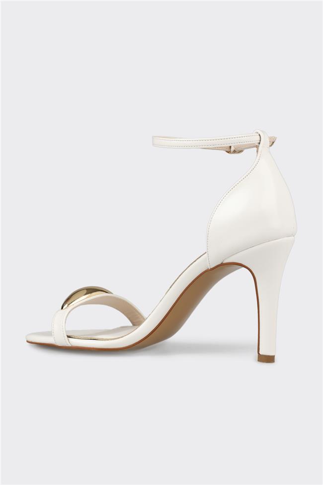 Beyaz Kadın Topuklu Sandalet
