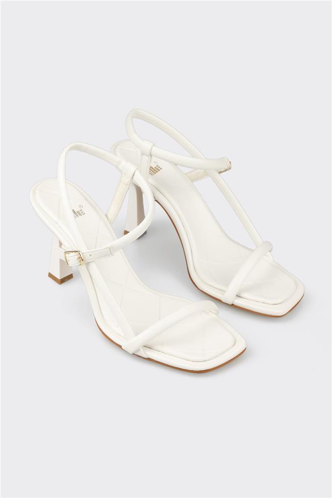 Beyaz Kadın Topuklu Sandalet