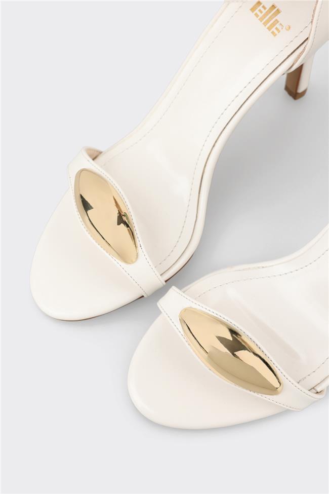 Beyaz Kadın Topuklu Sandalet