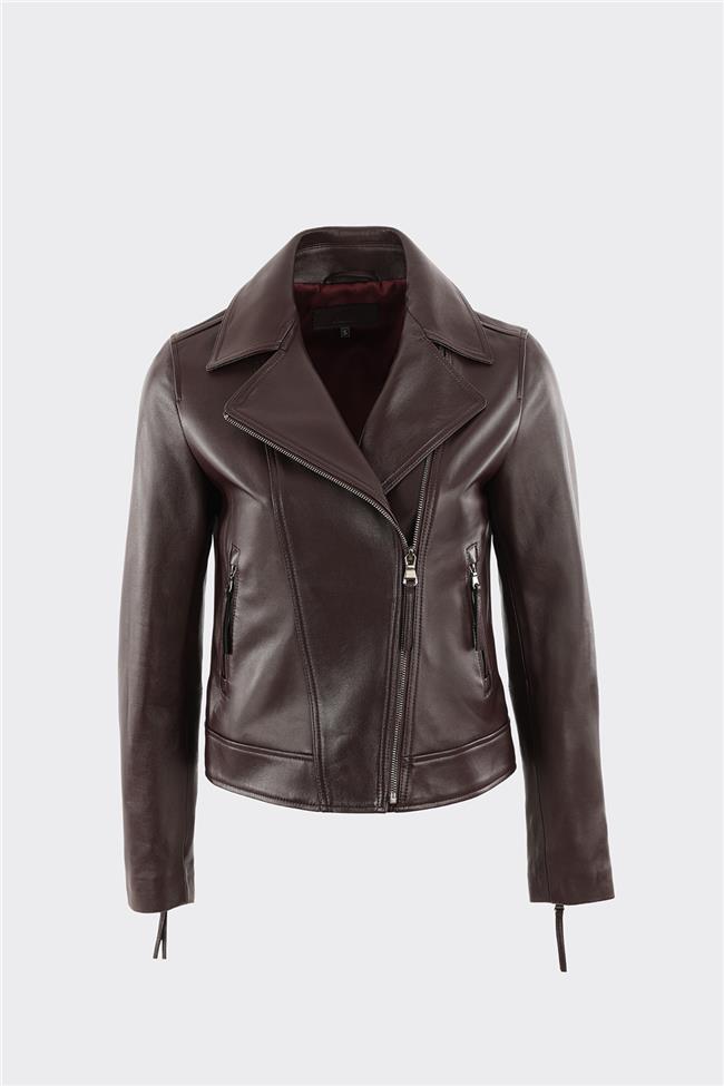 Bordo Deri Kadın Ceket