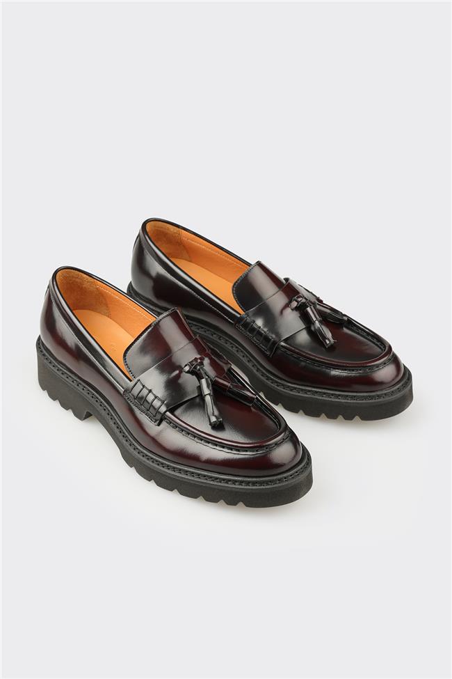 Bordo Deri Erkek Klasik Ayakkabı