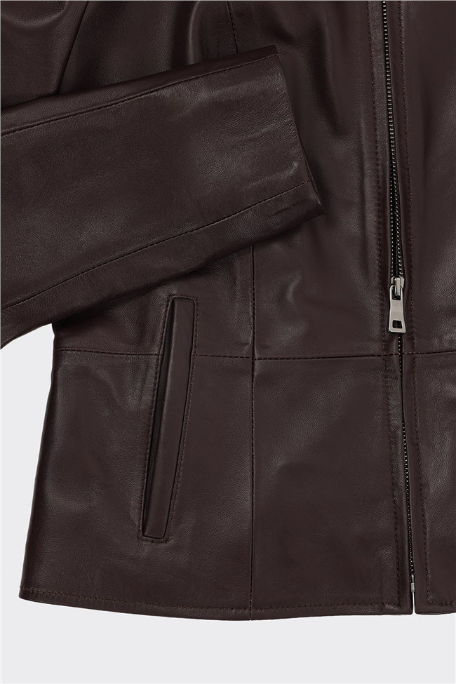 Bordo Deri Kadın Ceket