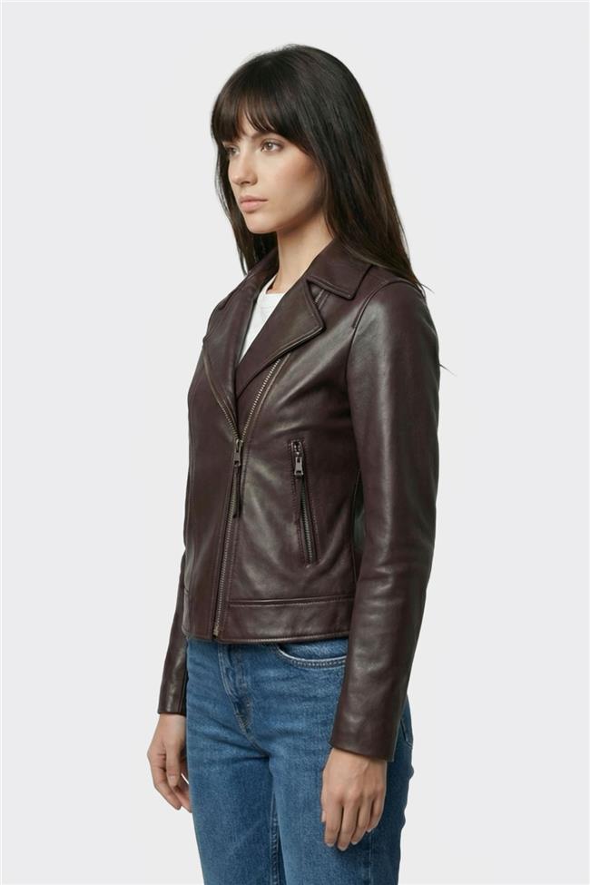 Bordo Deri Kadın Ceket