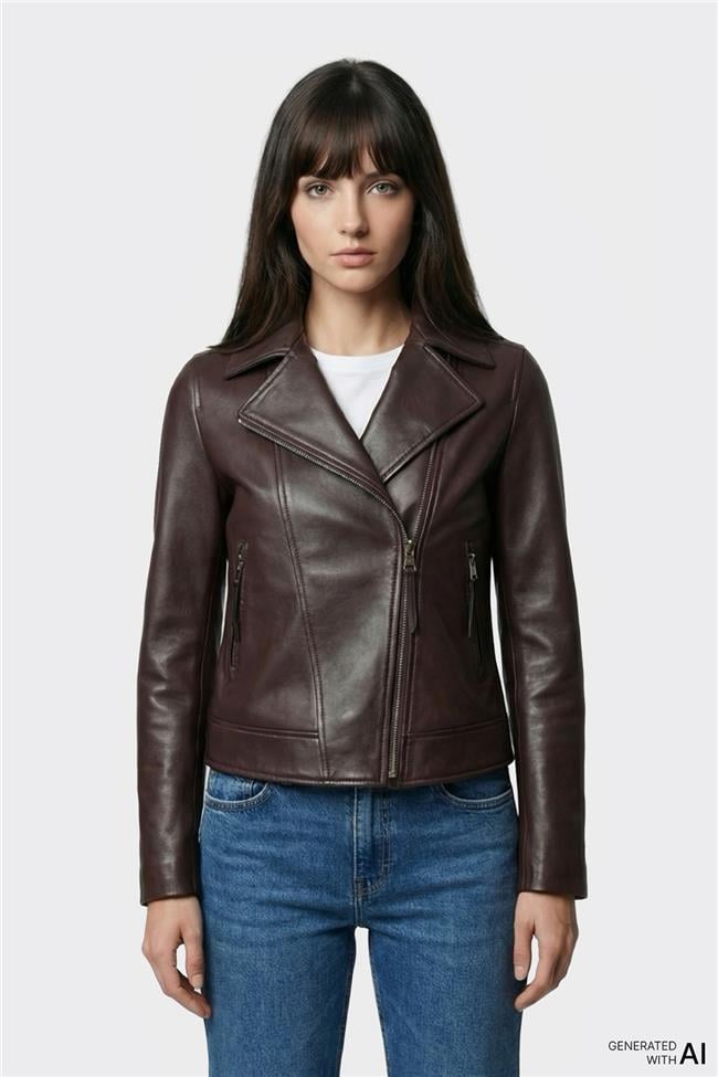 Bordo Deri Kadın Ceket