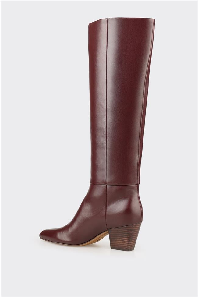 Bordo Deri Kadın Çizme