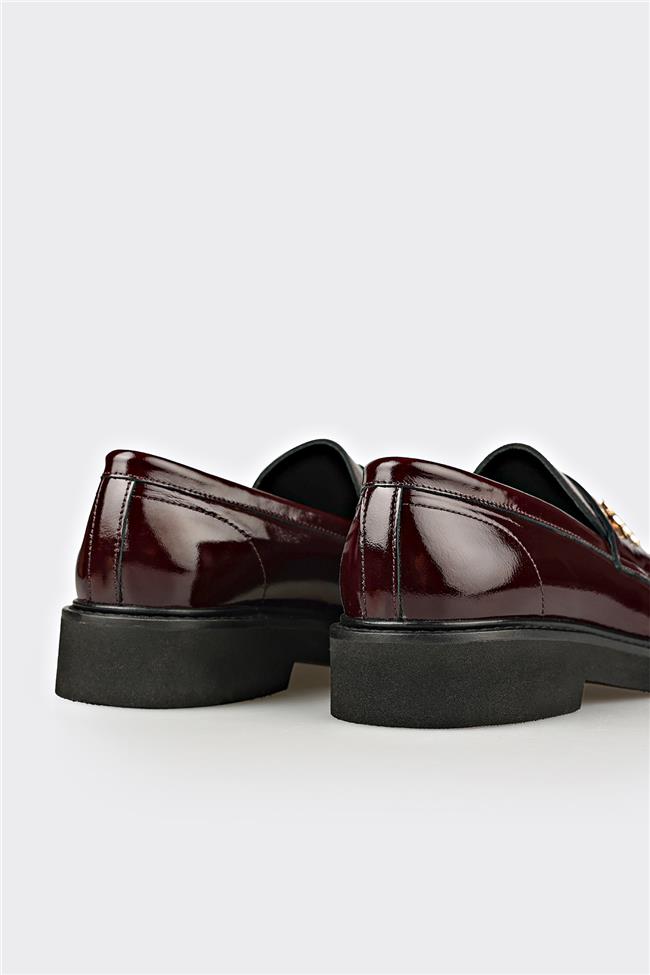 Bordo Deri Kadın Günlük Ayakkabı