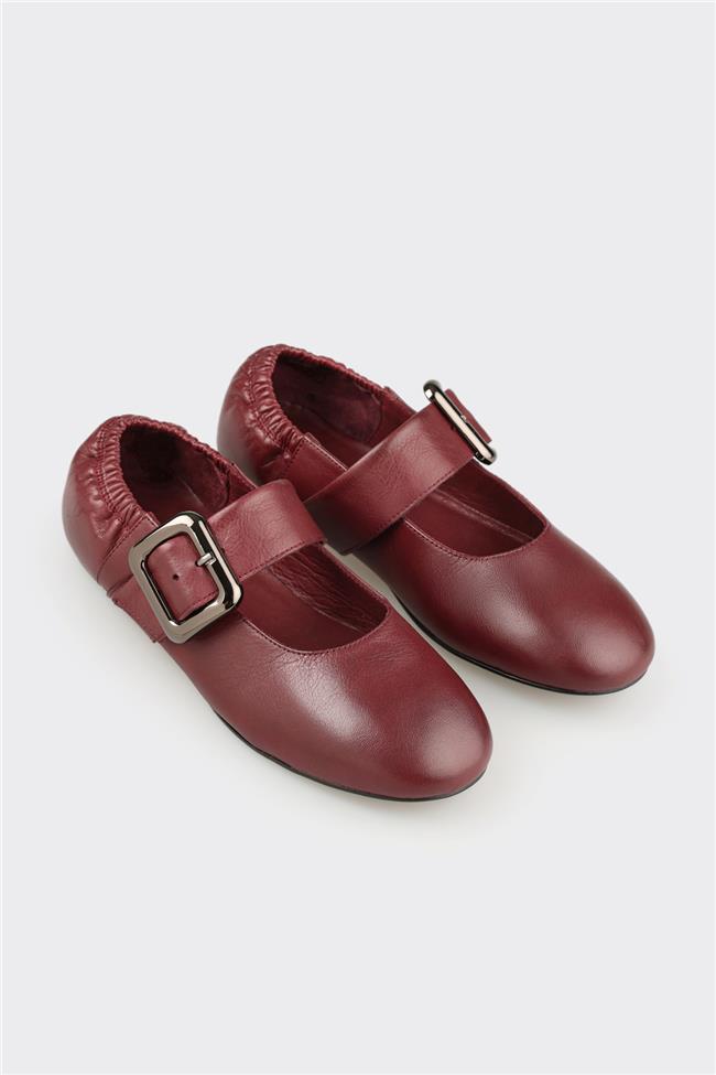 Bordo Deri Kadın Günlük Ayakkabı