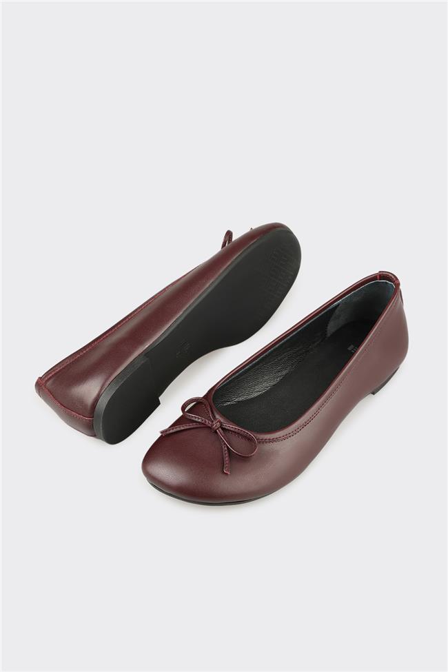 Bordo Deri Kadın Günlük Ayakkabı
