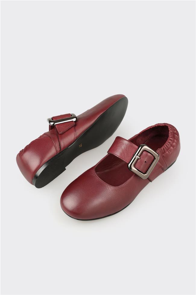 Bordo Deri Kadın Günlük Ayakkabı