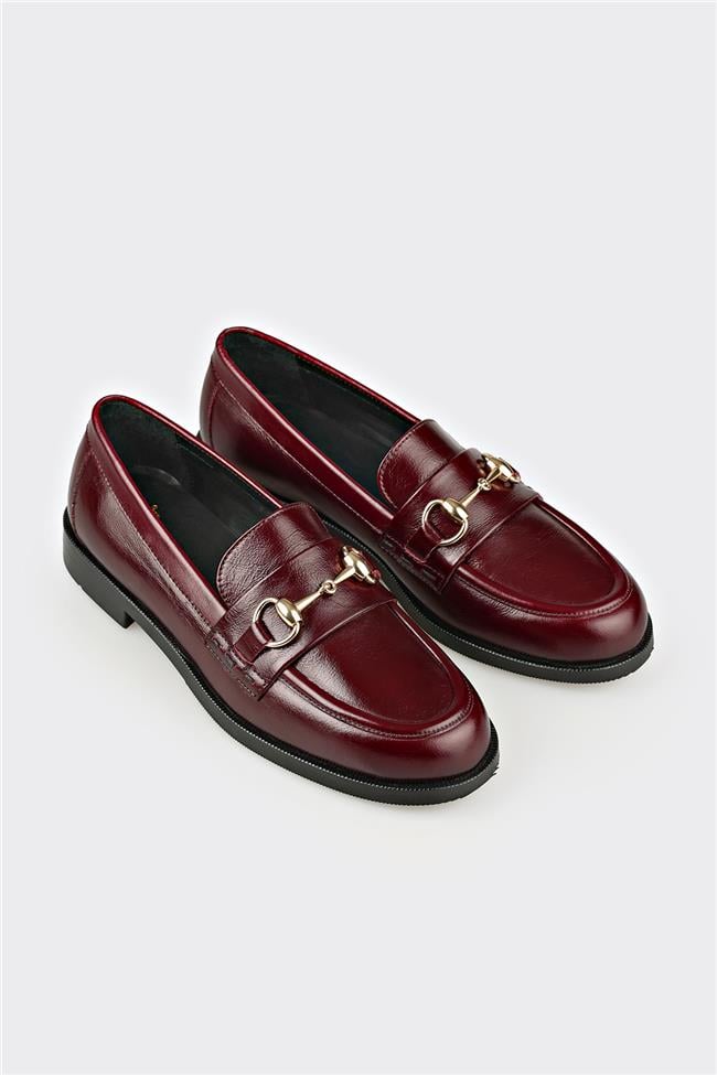 Bordo Deri Kadın Günlük Ayakkabı