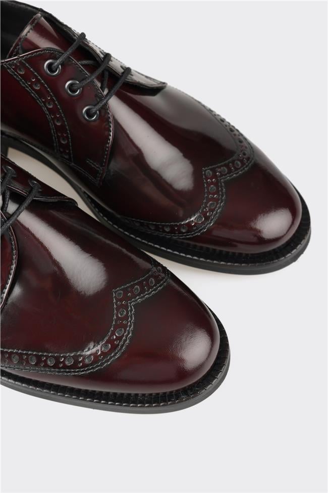 Bordo Deri Kadın Günlük Ayakkabı