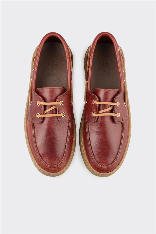 Bordo Deri Kadın Günlük Ayakkabı