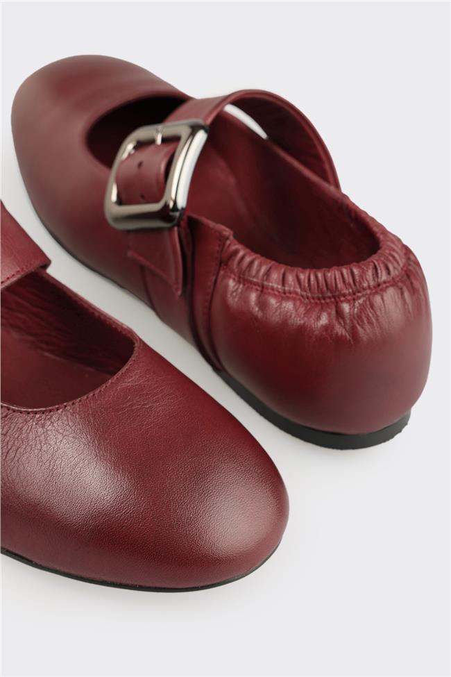 Bordo Deri Kadın Günlük Ayakkabı