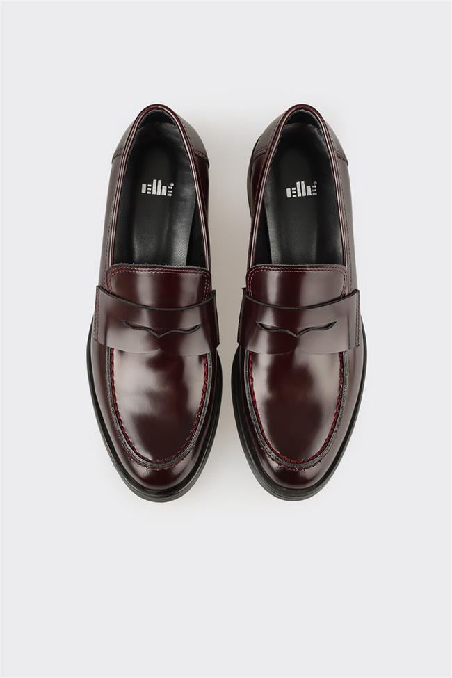 Bordo Deri Kadın Günlük Ayakkabı