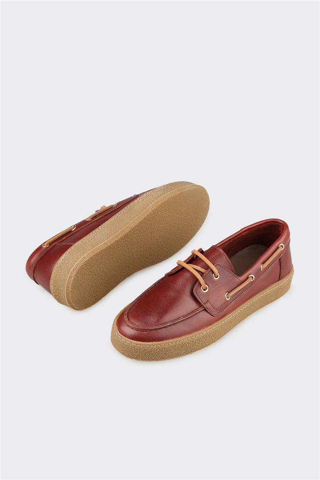 Bordo Deri Kadın Günlük Ayakkabı