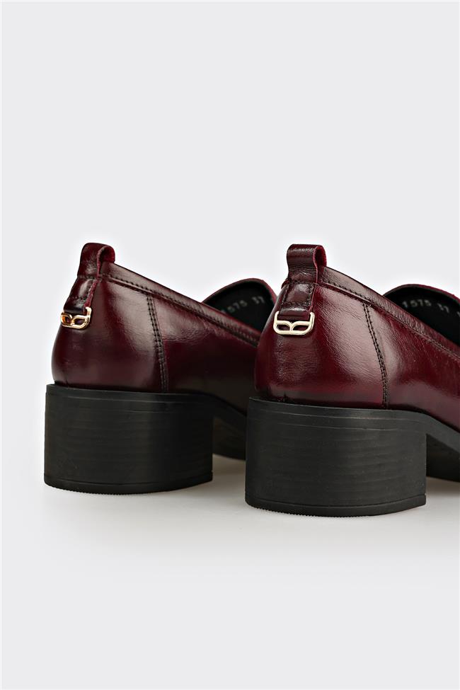 Bordo Deri Kadın Günlük Ayakkabı