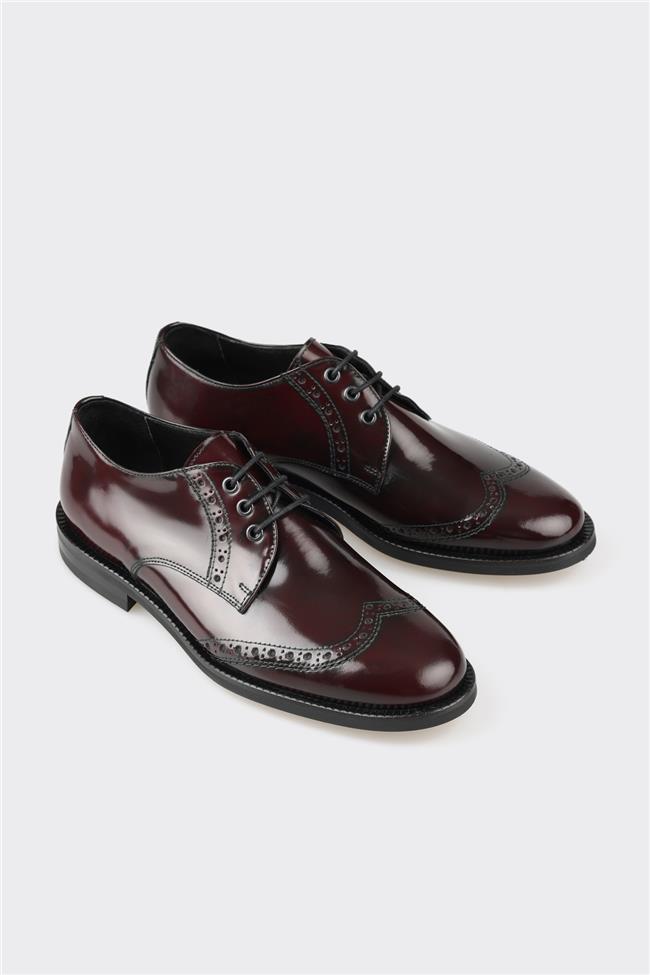 Bordo Deri Kadın Günlük Ayakkabı