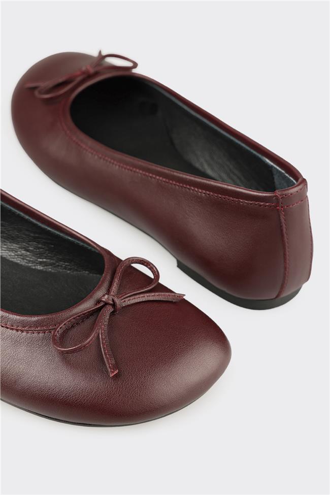 Bordo Deri Kadın Günlük Ayakkabı