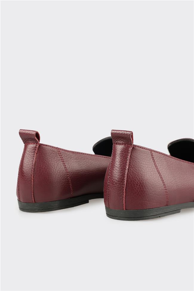 Bordo Deri Kadın Günlük Ayakkabı