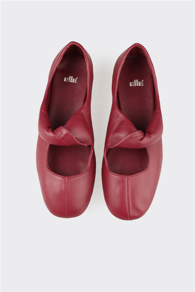 Bordo Deri Kadın Günlük Ayakkabı