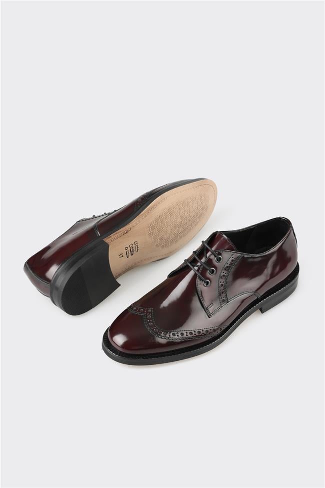 Bordo Deri Kadın Günlük Ayakkabı