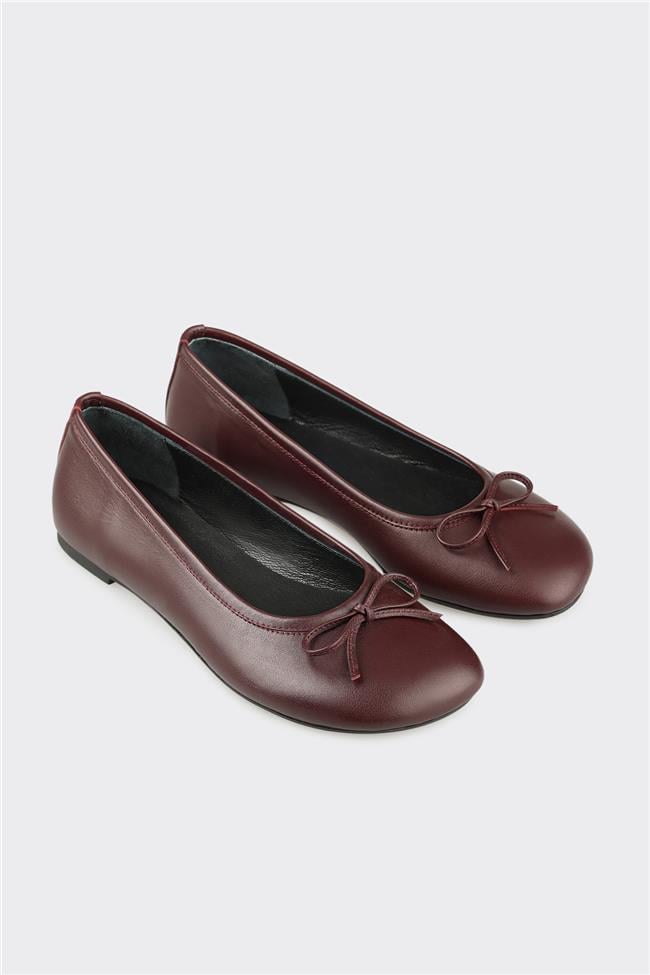 Bordo Deri Kadın Günlük Ayakkabı