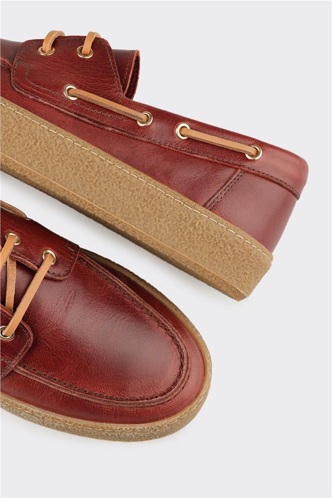 Bordo Deri Kadın Günlük Ayakkabı