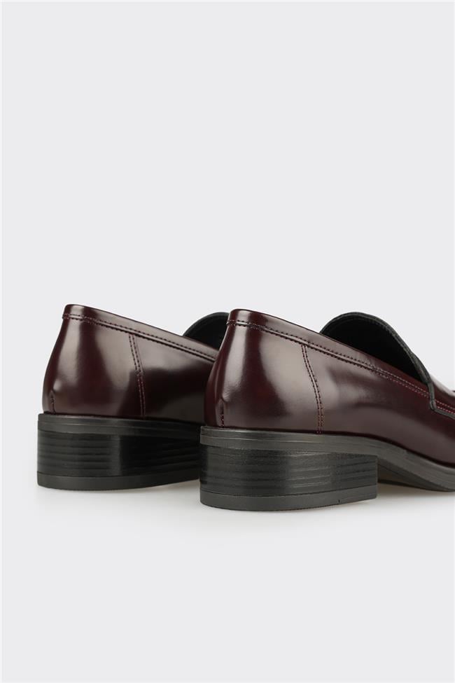 Bordo Deri Kadın Günlük Ayakkabı