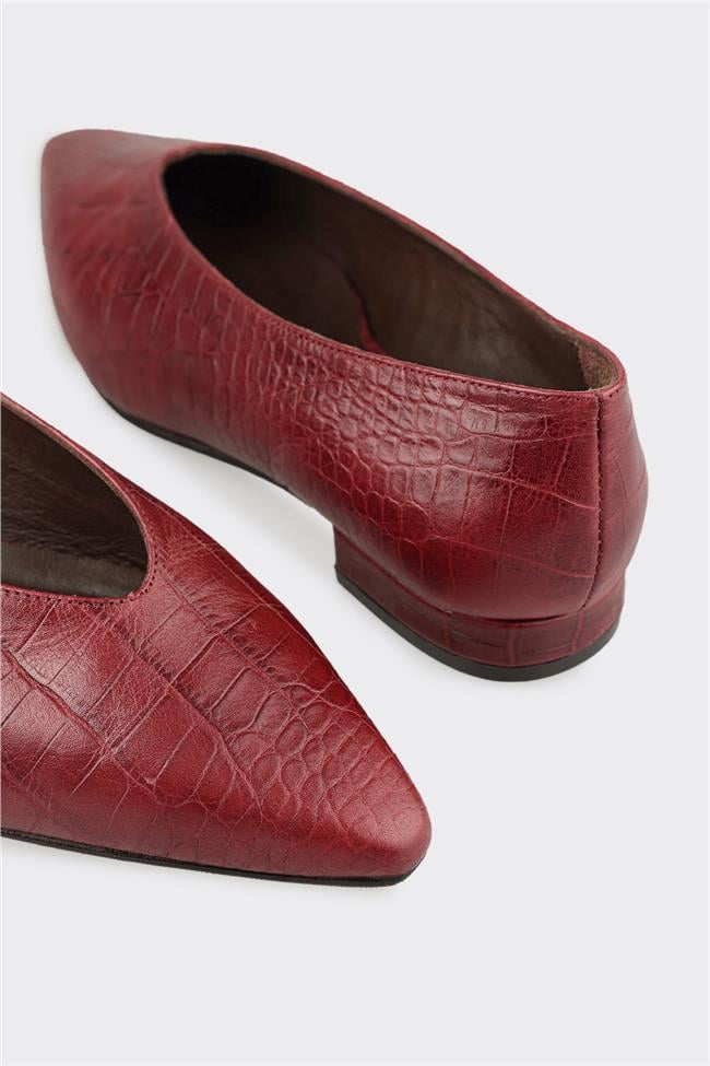 Bordo Deri Kadın Günlük Ayakkabı