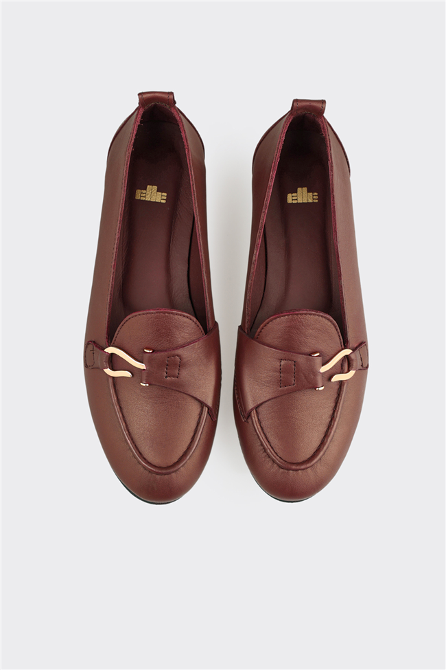 Bordo Deri Kadın Loafer
