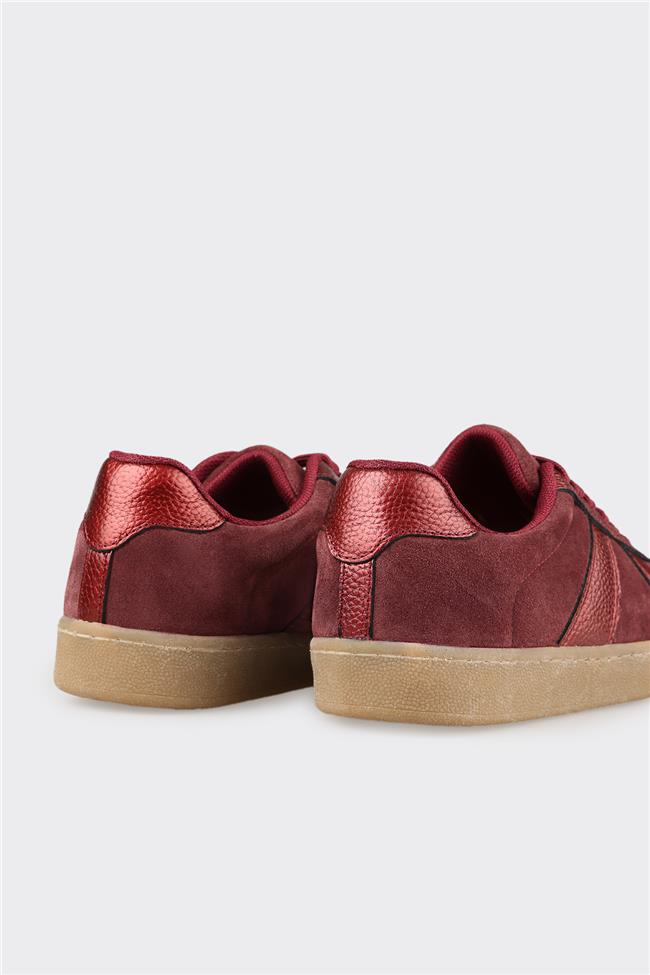 Bordo Deri Kadın Spor Ayakkabı