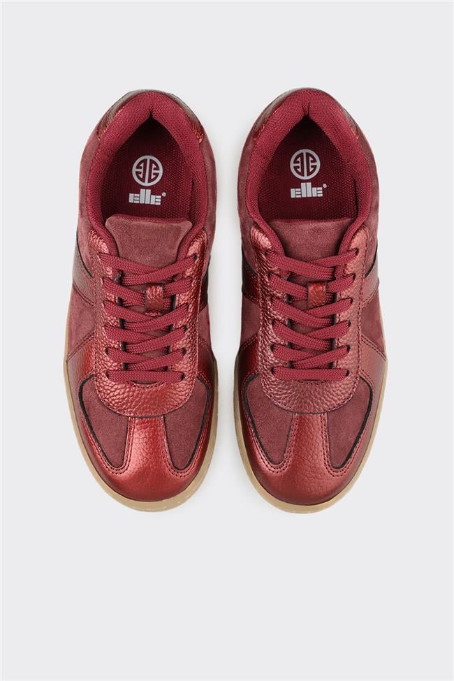 Bordo Deri Kadın Spor Ayakkabı