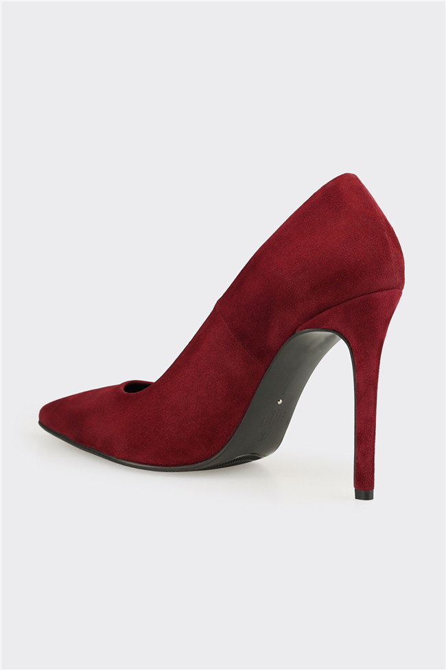 Bordo Deri Kadın Stiletto