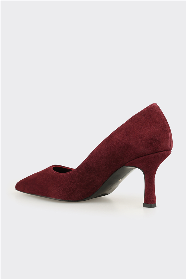 Bordo Deri Kadın Stiletto