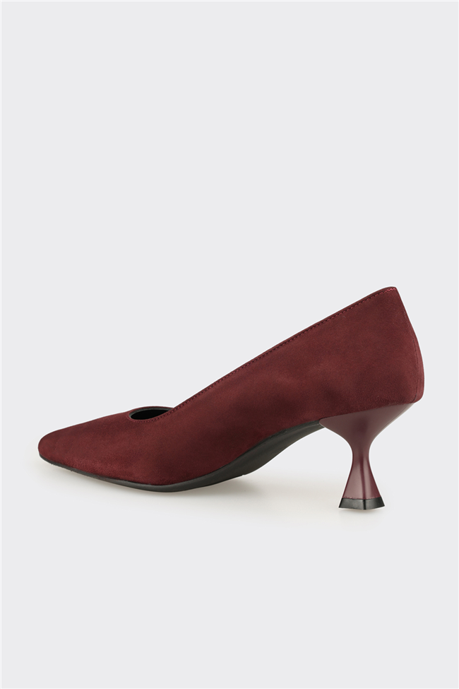Bordo Deri Kadın Stiletto