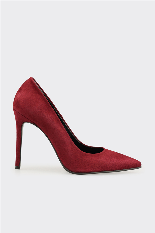 Bordo Deri Kadın Stiletto