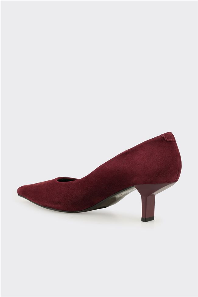 Bordo Deri Kadın Stiletto