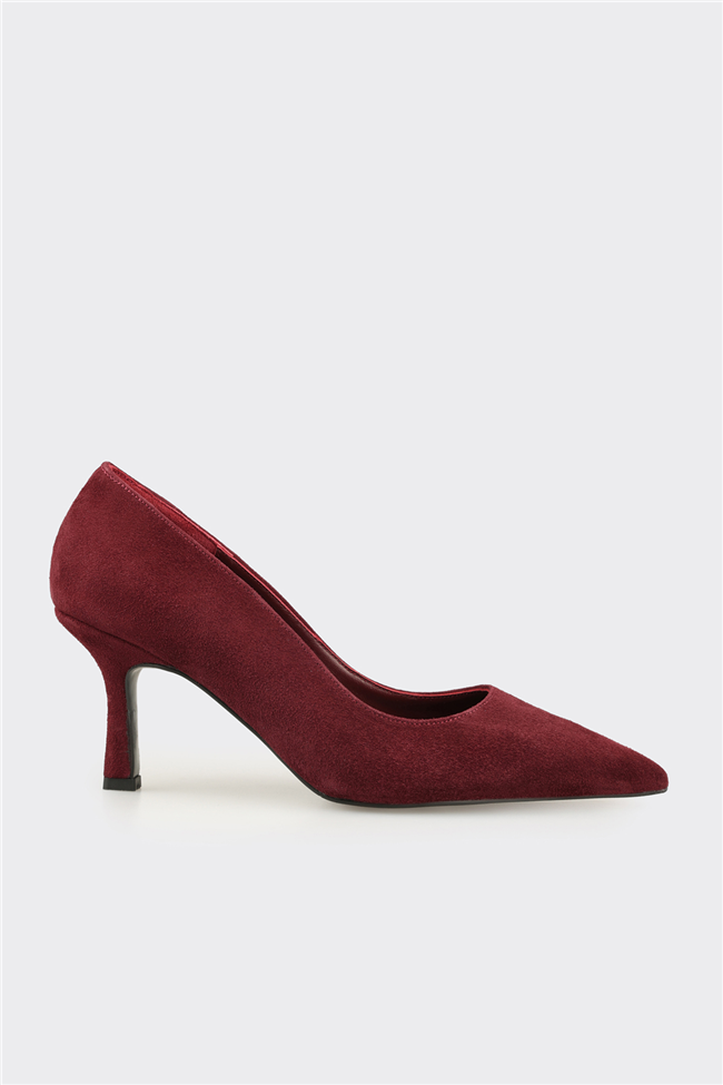 Bordo Deri Kadın Stiletto