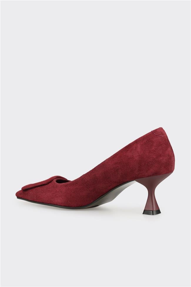 Bordo Deri Kadın Stiletto